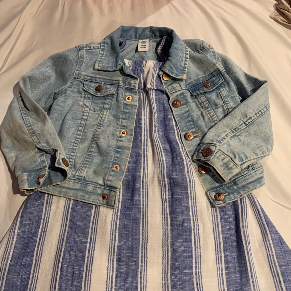 White and blue striped summer dress
